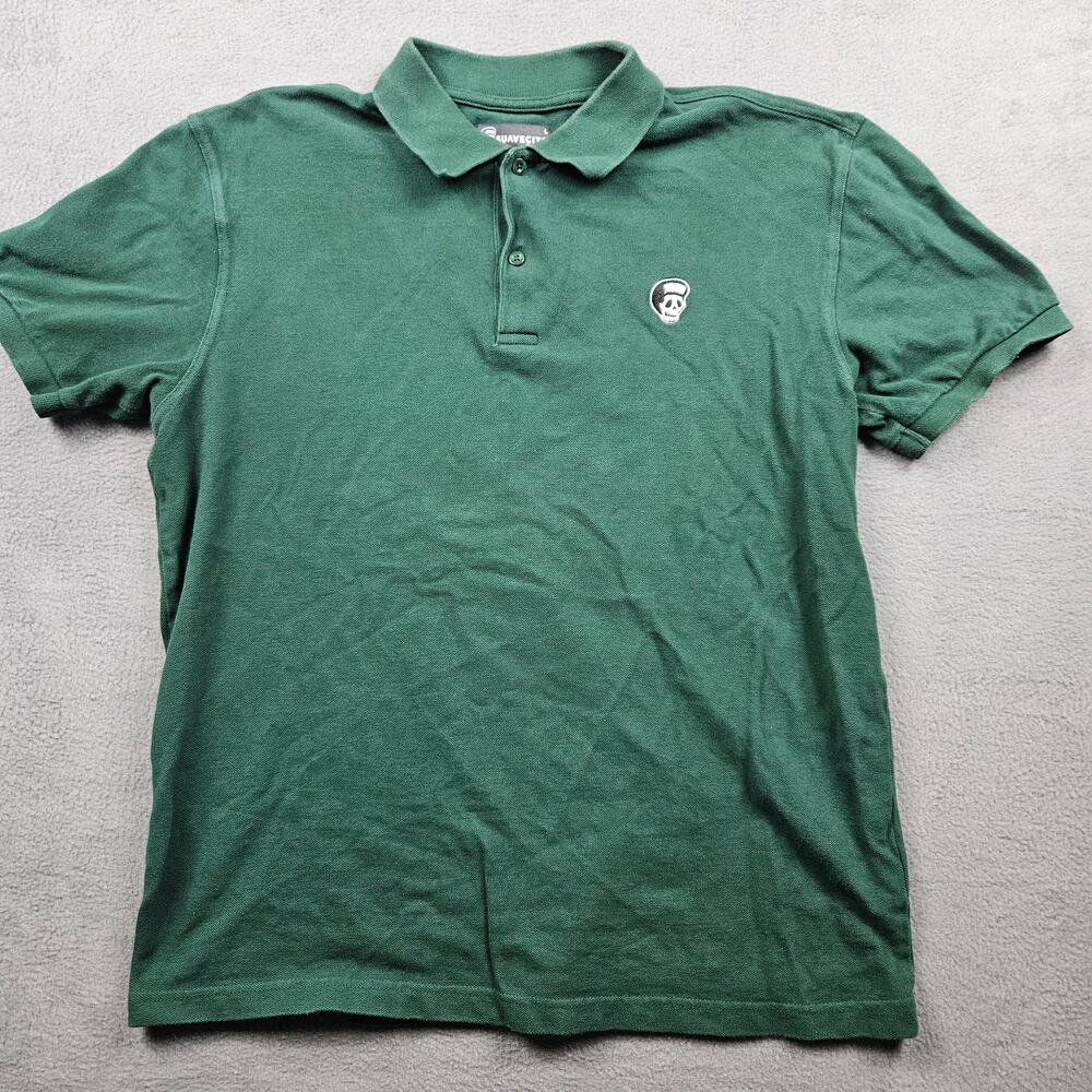 Suavecito Polo Shirt Green Mens L Short Sleeve Skull Hair